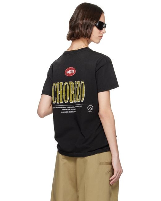 Willy Chavarria ブラック 'Chorizo' Destroyed Easy Tシャツ Black