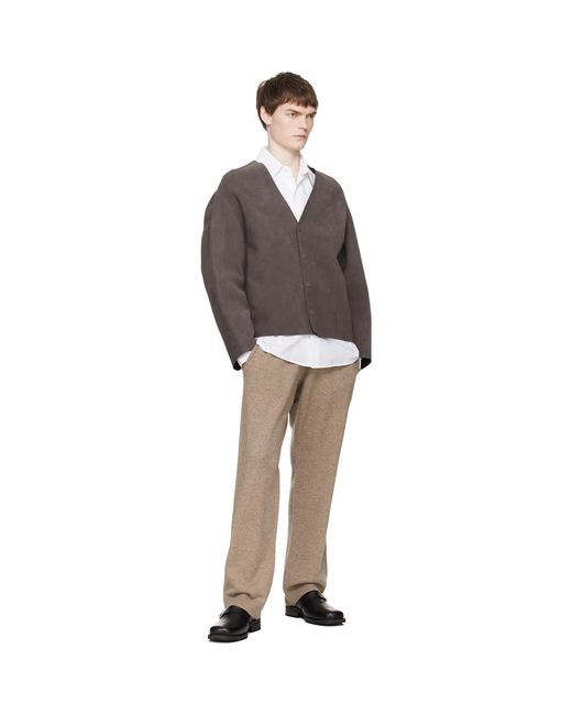 Entire studios Black Taupe Minimal Suede Jacket for men