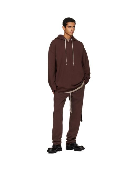 Rick Owens Brown Burgundy Concordians Peter Hoodie for men