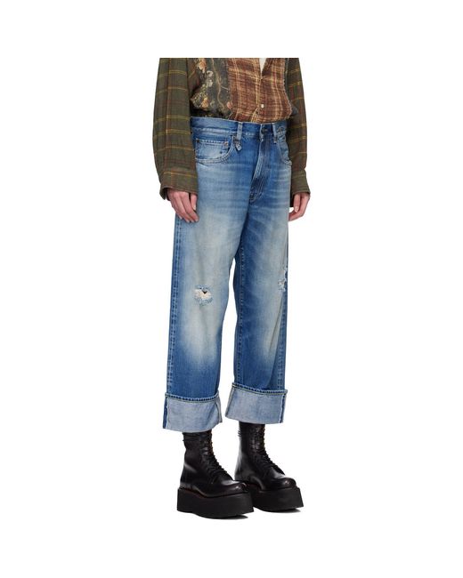 R13 Blue Cuffed X-Boyfriend Jeans