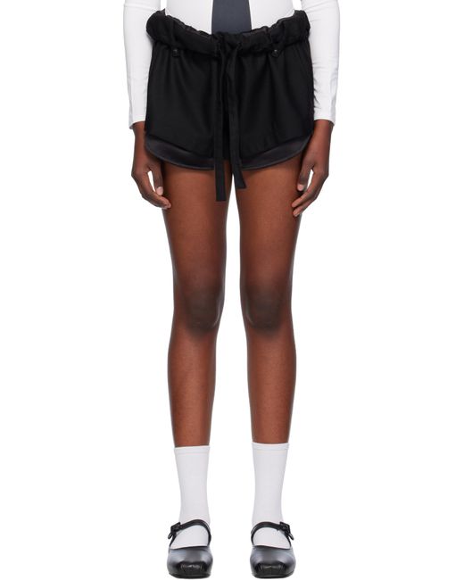 OPEN YY ブラック ロールウエスト ミニ ショートパンツ Black