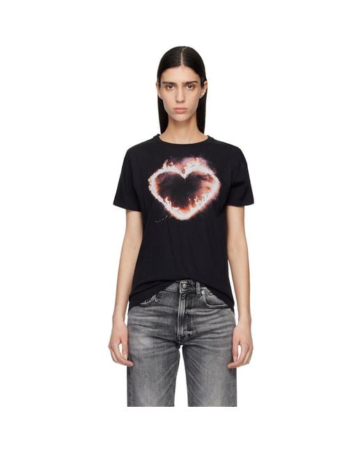 R13 Black Flaming Heart Boy T-Shirt