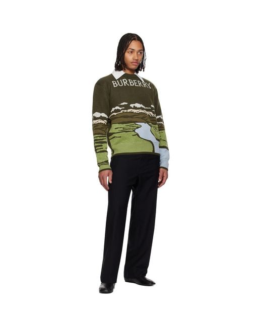 Burberry Green Landscape Wool Blend Sweater for men