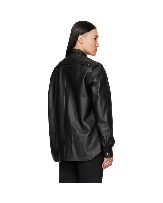 Rick Owens Black Tower Leather Overshirt for men