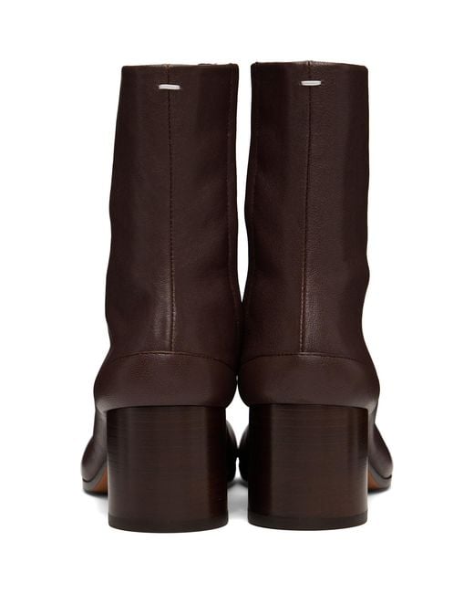 Maison Margiela Brown Burgundy Tabi Ankle Boots