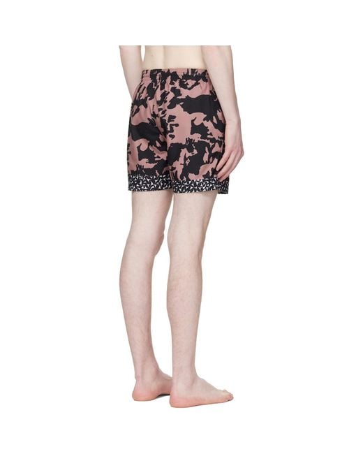 Dries Van Noten Black Printed Swim Shorts for men