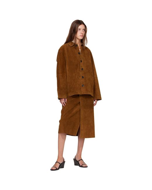 Studio Nicholson Brown Tan Bowe Suede Jacket