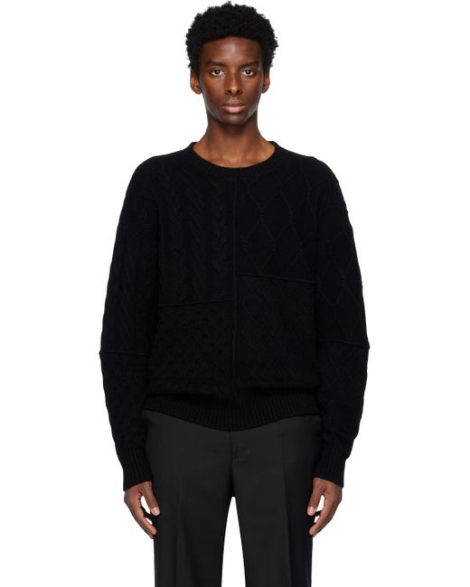 Wynn Hamlyn Black Patchwork Sweater for men