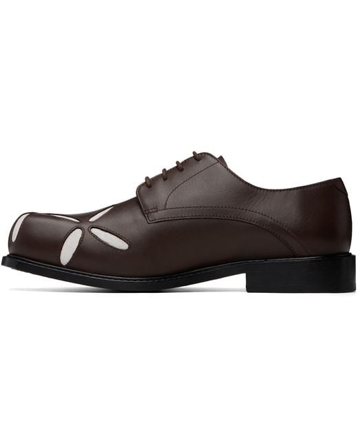 STEFAN COOKE Brown Slashed Square Toe Derbys for men