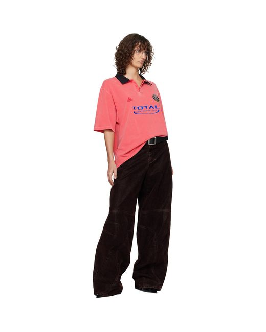 Martine Rose Red Oversized S/S 'Total' Sports Polo