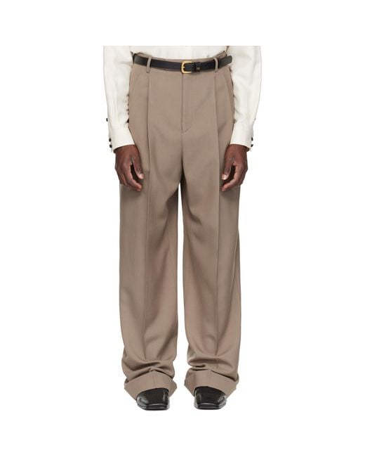 Valentino Natural Taupe Wool Trousers for men
