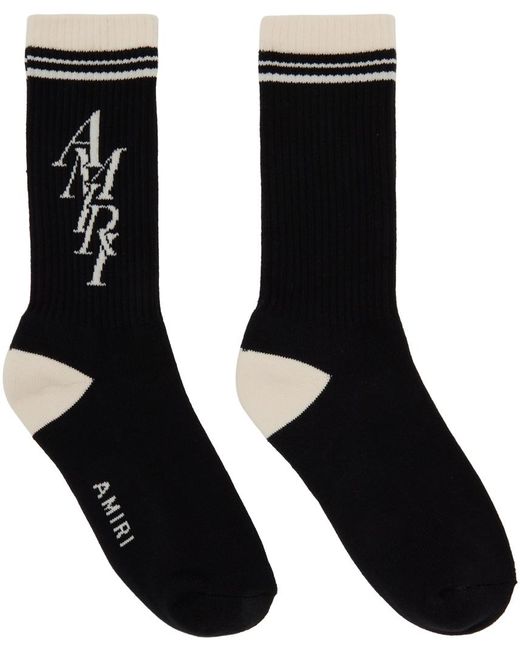 Amiri Black Stack Logo Socks for men