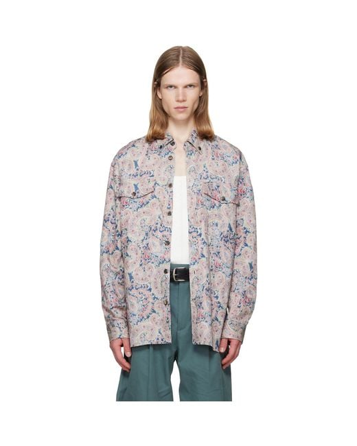 Dries Van Noten Gray Loose Jacquard Shirt for men