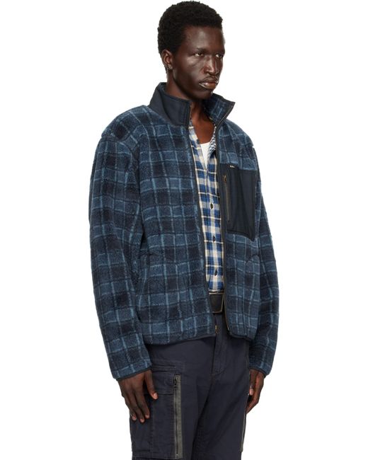 RRL Blue Wool-Blend Pile Fleece Jacket for men