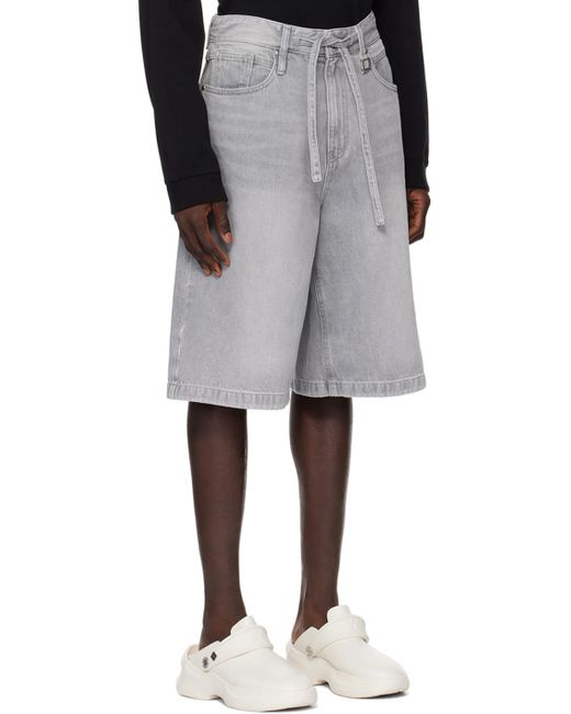 Wooyoungmi Black Gray Drawstring Denim Shorts for men