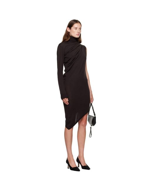 Courreges Black Off-shoulder Wool Minidress