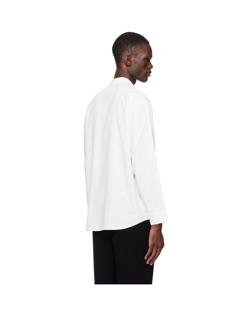 Homme Plissé Issey Miyake White Embroidery Press Shirt for men