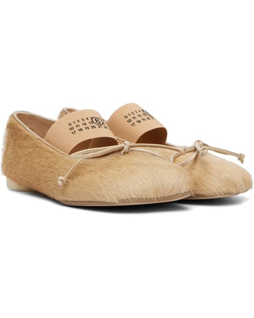 MM6 by Maison Margiela Natural Ballet Calf Hair Ballerina Flats