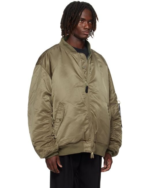 Vetements Green Khaki Alpha Industries Edition Cut-Up Reversible Jacket for men