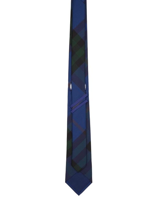 Cravate bleue en soie à carreaux Burberry pour homme en coloris Black