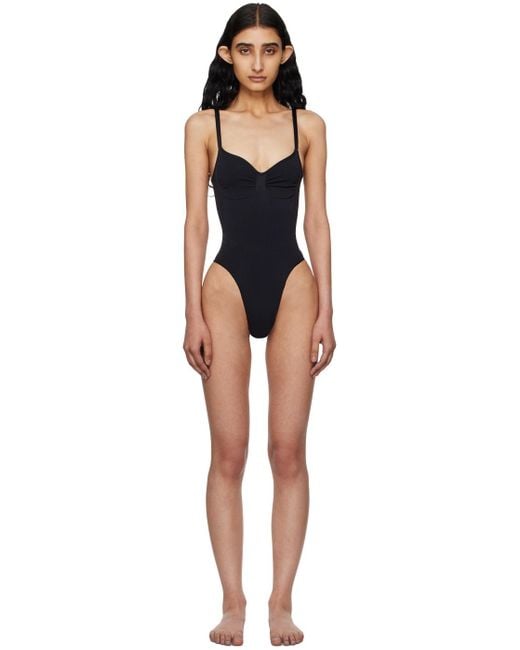 Skims Black Seamless Sculpt Low Back Thong Bodysuit