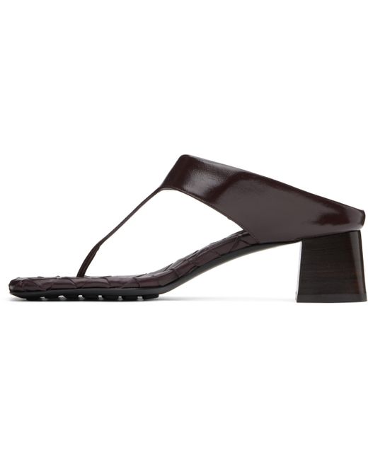Bottega Veneta Black Burgundy Marella Thong Heeled Sandals