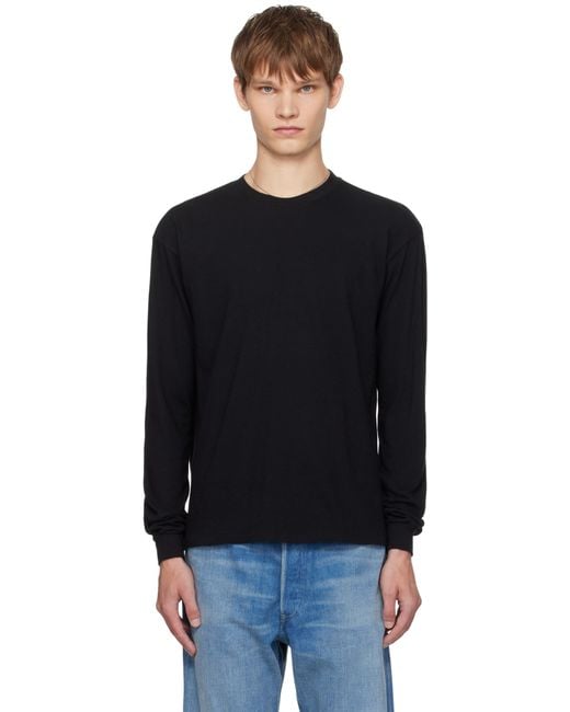 Auralee Black Seamless L/S T-Shirt for men