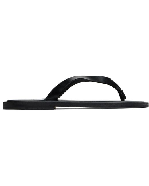 Auralee Black Leather Tong Flip-Flops
