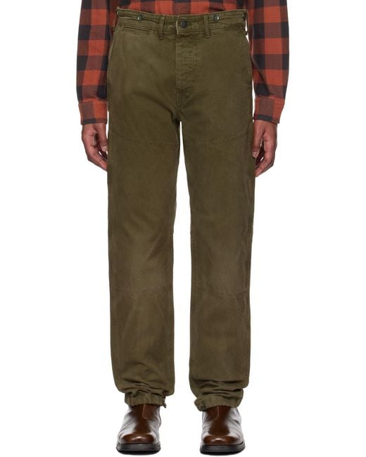 RRL Green Engineer Fit Canvas Trousers for men