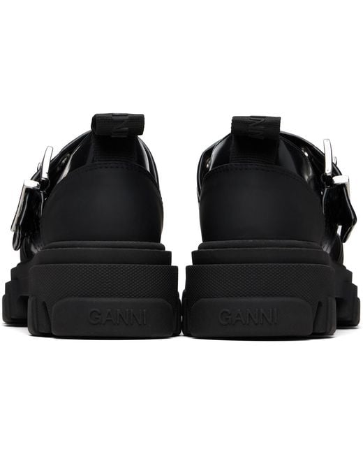 Ganni Black Cleated Ballerina Box Loafers