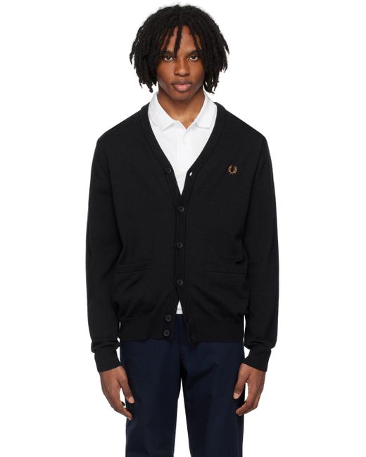 Fred Perry Black Classic Cardigan for men