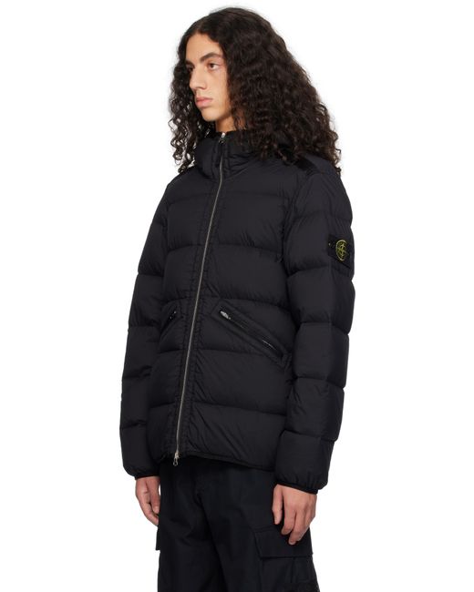 メンズ Stone Island ブラック Seamless Tunnel ナイロン ダウンジャケット Black