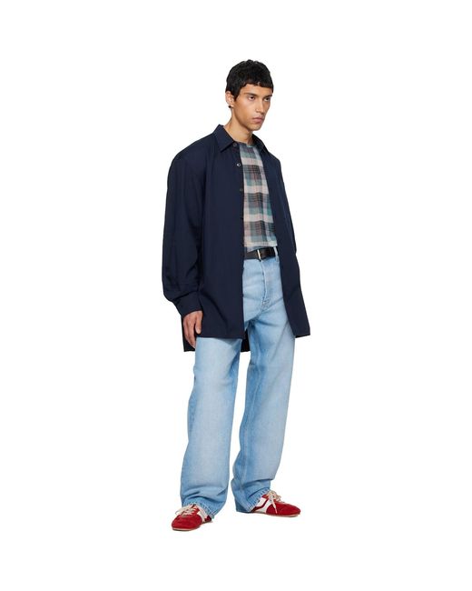 Dries Van Noten Blue Paneled Shirt for men