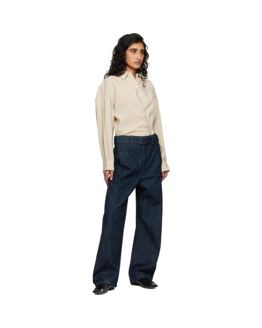 Lemaire Blue Twisted Belted Jeans