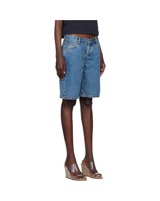 Still Here Blue Stoop Denim Shorts