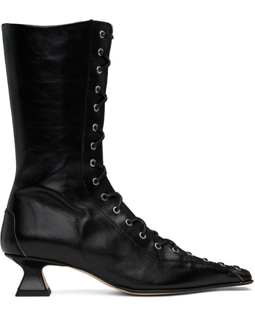Miista Black Emile Lace-Up Boots