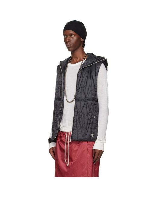 Rick Owens Black Moncler + Geocamo Ziplock Down Vest for men
