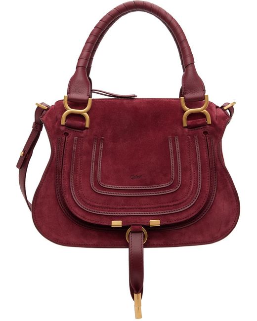Chloé Red Burgundy Small Marcie Shoulder Bag