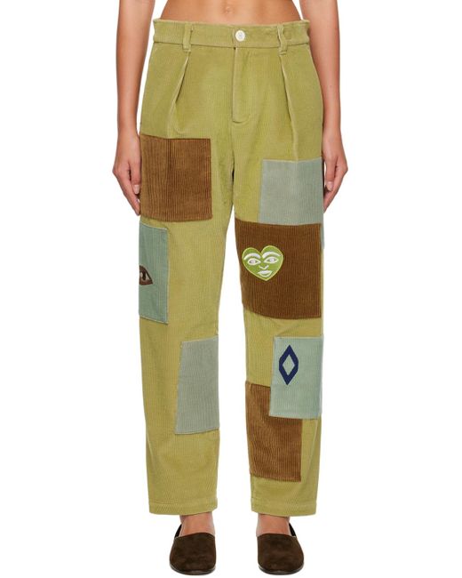 The Elder Statesman Green Patch Trousers