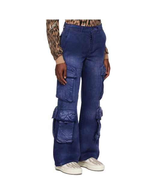 Amiri Blue Jacquard Cargo Pants for men
