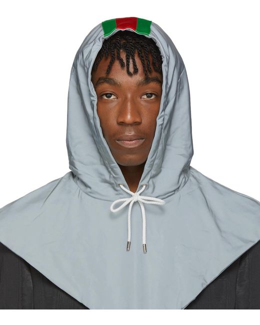Gucci Gray Silver Reflective Hood for men