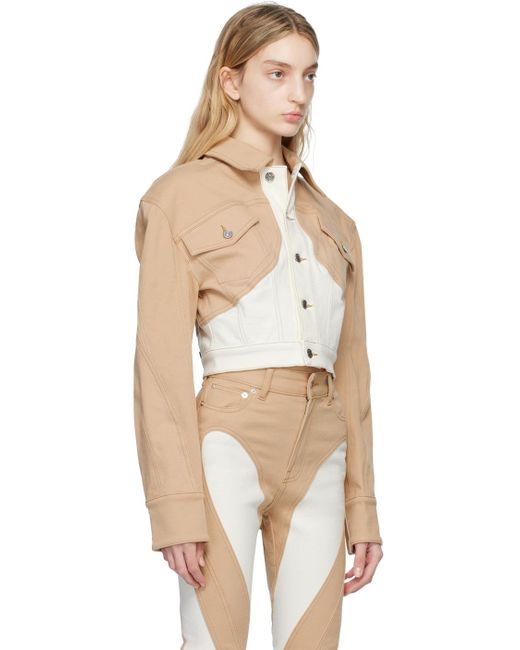 Mugler Natural Ssense Exclusive Beige & White Cropped Denim Jacket