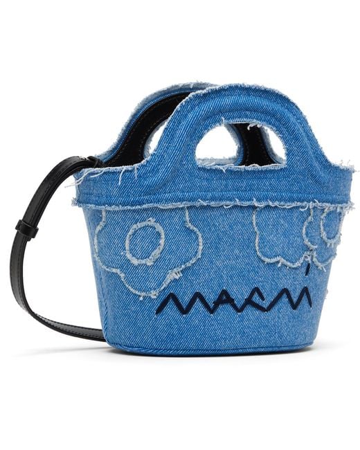 Marni Blue Tropicalia Micro Denim Tote