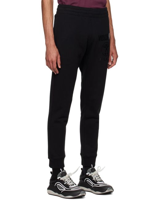 Moschino Black Double Question Mark Sweatpants for men
