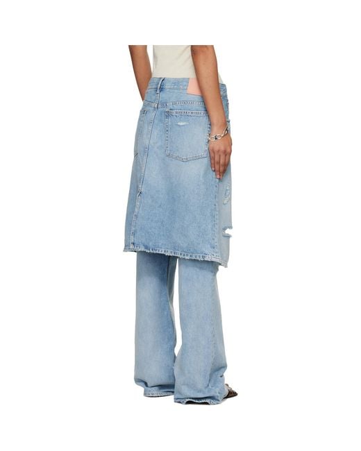 Acne Blue Layered Denim Jeans