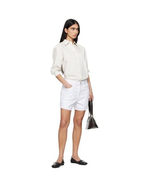 Agolde White Leith Denim Shorts
