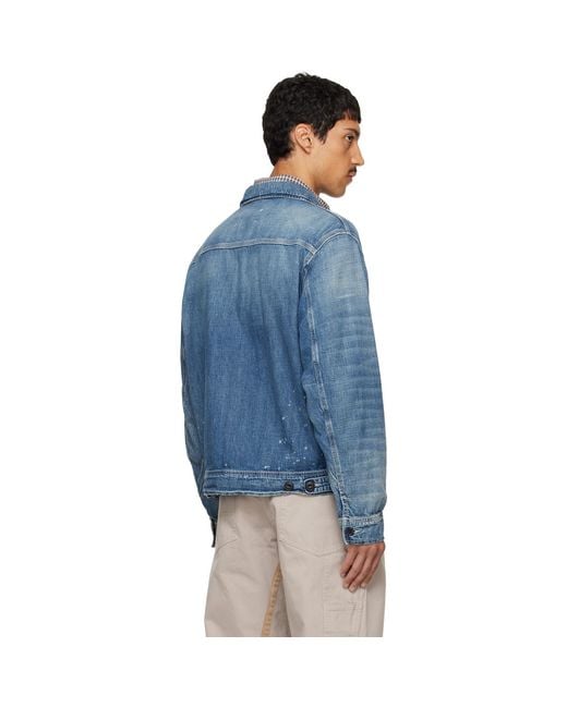 Maison Margiela Blue Zipped Denim Jacket for men