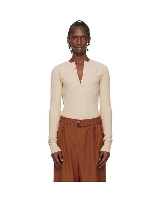 Dries Van Noten Multicolor Rib-Knit Henley for men