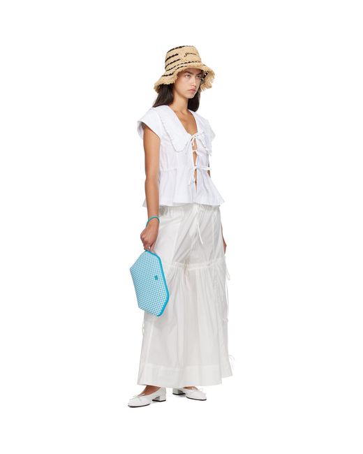 Ganni White Cotton Poplin Blouse