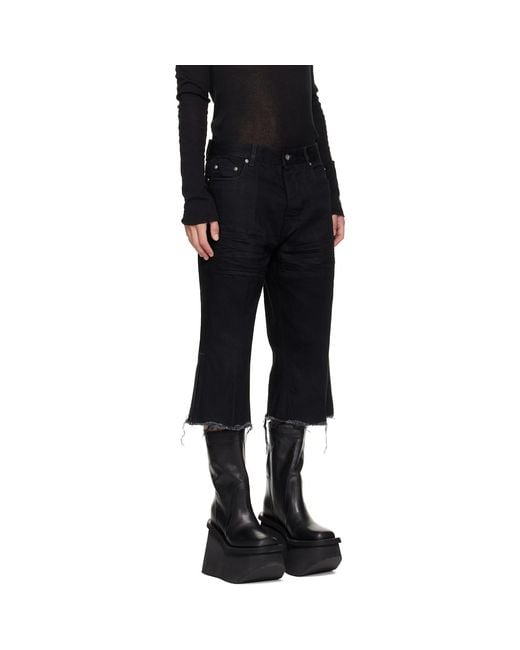 Rick Owens Black Tower Bolan Cutoff Jeans for men